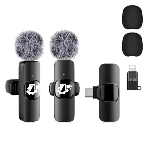 Image of GADGETSWEAR Dual Wireless K9 Lavalier Microphone Plug and Use for YouTube Recording Video, Collar Bluetooth Mic for Vlogging, Portable & Compatible Android, iPhone