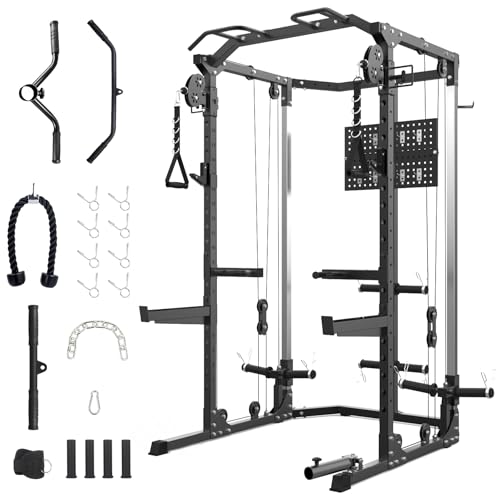 KOKEBREN Power Cage, 2000 LBS Squat Rack with Cable Crossover System, Multifunctional Weight Cage...