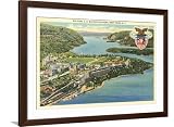ART.COM Wall Art Print Air View, U.S. Military Academy, West Point, New York on Brown Frame, 44" x 32"