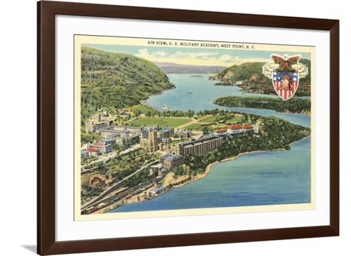 ART.COM Wall Art Print Air View, U.S. Military Academy, West Point, New York on Brown Frame, 44" x 32"