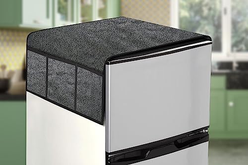 Image of Stylista Refridgerator top Cover Suitable for Samsung RR23C2F24S8 /HL, 215 Liter Fridge, Dimension (WXD) 71x109 CM, Sand Pattern Grey