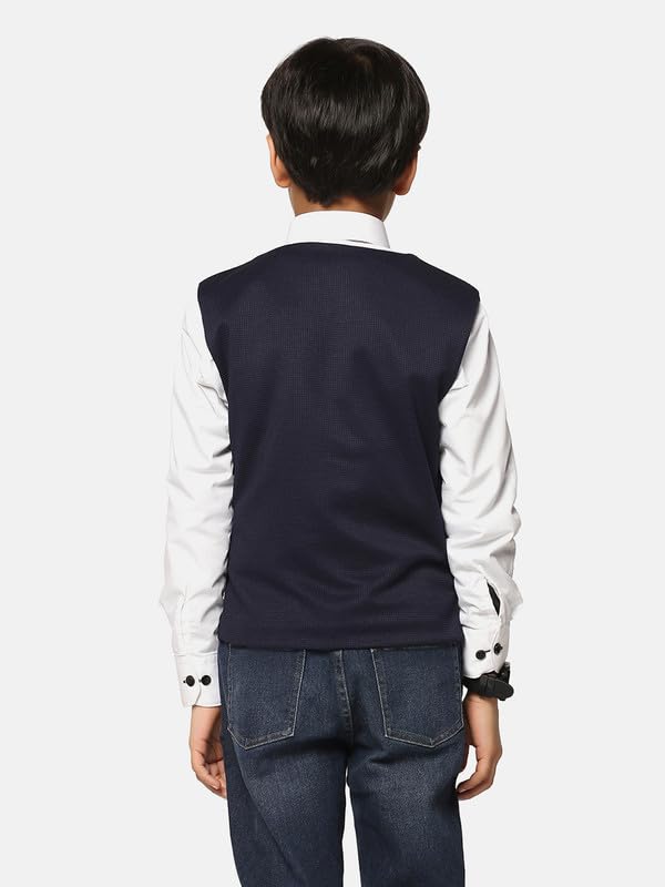 tututree Boys Nehru Jacket | Kids Indo-Western Waistcoat, Modi Coat, Sleeveless Kurta Vest for Wedding, Party & Ethnic Wear | Adjustable Fit | Ages 3–14 Years (Blue, 4 to 5Y)