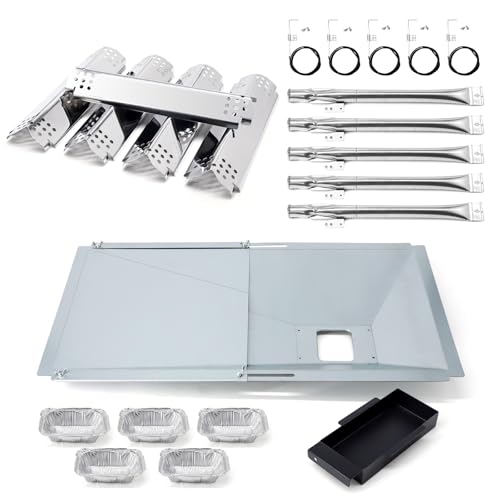 Adviace Replacement Parts for Nexgrill 720-0888N 720-0888 Grease Tray Drip Pan & Flame Tamers Burner Tubes and Ignitor for Nexgrill 5 Burner 720-0888N Gas Grill