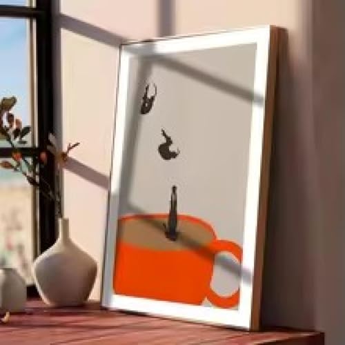 Peinture sur toile café thé pour habiller un grand mur vide