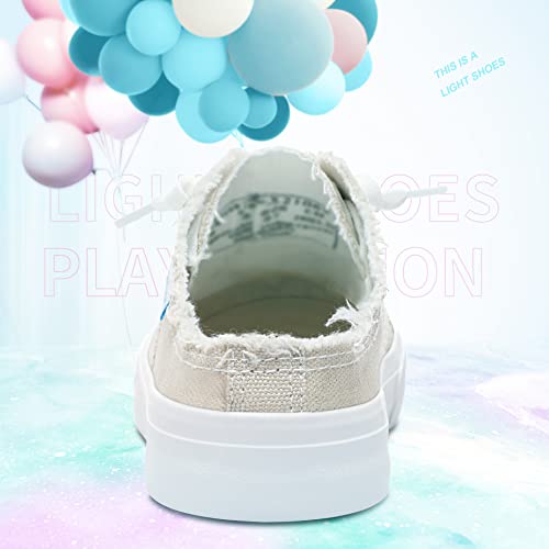 Image of Obtaom Women Canvas Mules Memory Foam Clipper Fashion Sneakers Comfortable Slip-On Mule Backless Holiday Shoes