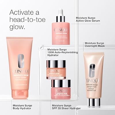Clinique Moisture Surge Duo - Moisture Surge Active Glow Serum 1 Fl Oz +100H Auto-Replenishing Hydrator Oil Free Face Moisturizer 1 Fl Oz