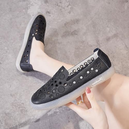 Zapatos de cuero de verano transpirables con aberturas para mujer 4