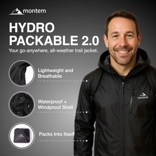 Montem Hydro Packable Rain Jacket 2.0 – Lightweight Waterproof Jacket with Hood for Men & Women – Hiking & Travel Raincoat2