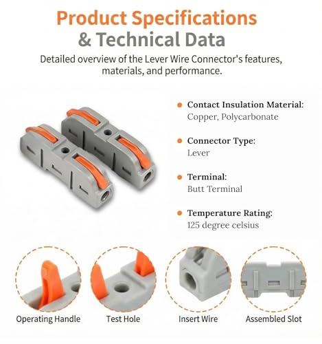 Image of ROBOWAY 50Pcs LT-211 Wire Connectors, 1 In to 1 Out Electrical Connectors, Quick Wiring Push-in Conductor Terminal Blocks for 28-12AWG Cable, Flame Retardant PA /PC Cable Connectors (Pack of 50)