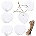 HOWAF 100 Pezzi Etichette di Cuore San Valentino Etichette, Blank Etichette,Carta Targhette per Regali Cartellini,con 10 Metri Iuta spago,per Matrimoni, Compleanni e Natale