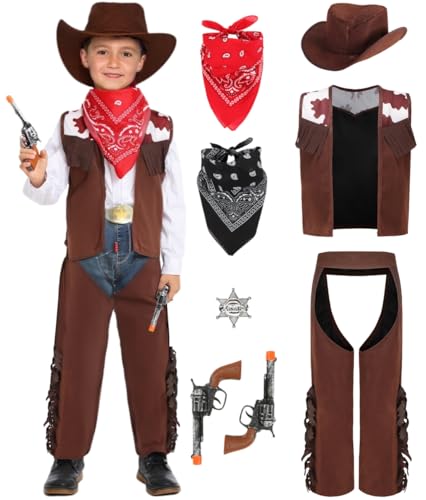 Velmawig Cowboy Kostüm Kinder Deluxe Zubehör Set Western Cowboy...