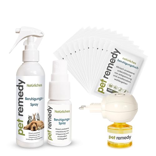 Pet Remedy Emmi All in One Beruhigungsset – Duftstecker & Mini-Spray gegen Stress bei Haustieren I Natürliches Anti-Stress Set für Hunde, Katzen & Kleintiere I pH-neutral & klinisch getestet
