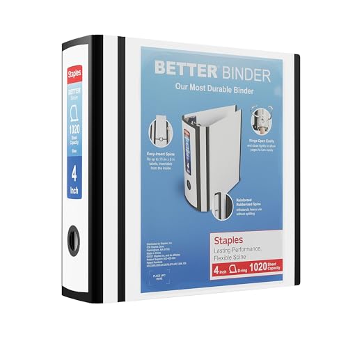 Staples 4-inch 3-Ring Better Binder, White, 2/Pack (ST55817-CCVS)