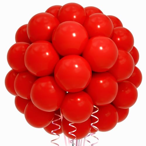 Image of Red Balloon Birthday Party Balloons - 100 Pack 12 inch Round Latex Party Balloons for Birthday Graduation Baby Shower Christmas Wedding Party Decorations