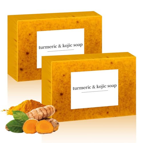 LBOYLOVE Lemon Turmeric Kojic Soap Turmeric Soap Bar for Face BodyNatural Turmeric Handmade Soap for All Skin Types2pcs)