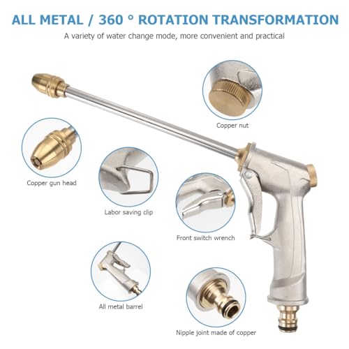 Image of UKCOCO Long Handle Garden Hose Nozzle Multi Purpose Spray Nozzle with Front Trigger Adjustable Mist to Spray for Car Wash Lawn Watering Flower Care Outdoor Cleaning 10.62 X 5.51 X 0.98 in