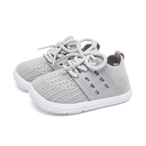 Image of BMCiTYBM Baby First Walking Shoes Boys Girls Infant Sneakers Breathable 6 9 12 18 24 Months Grey Size 6-12 Months Infant