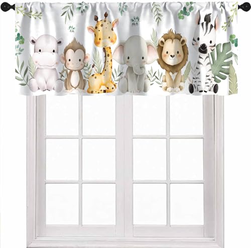 ShiTingYu Animals Window Valance, Baby Animals Watercolor Woodland Forest Nature Curtains for Kids Nursery Bedroom Drapes Valance for Kids Boys Girls Bedroom Nursery Hoom 54x18 Inch, 1 Panel
