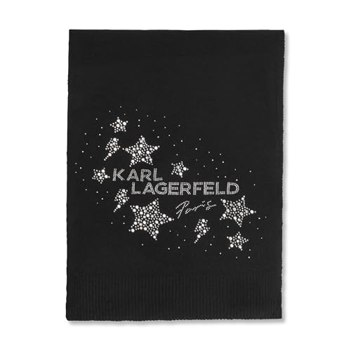 KARL LAGERFELD Women's Scarf with Star Jewels and Logo, Black, One Size2