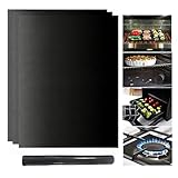 Lifhety 3 Stück Dauerbackfolie für Backofen, 40x33cm Antihaft Backmatte, Backpapier Wiederverwendbar Backofenmatte für Den Boden des Ofens für Gas, Elektro und Ventilator Unterstützte Ofeneinlagen
