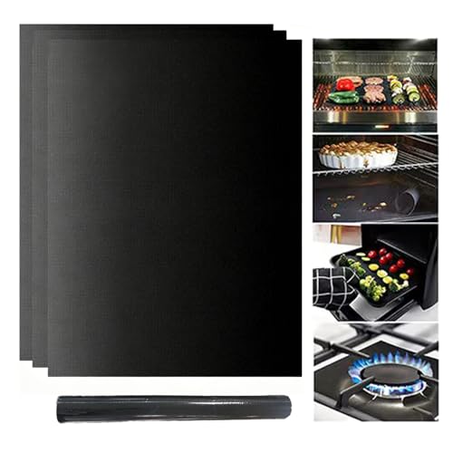 Lifhety 3 Stück Dauerbackfolie für Backofen 40x33cm Antihaft Backmatte Backpapier Wiederverwendbar Backofenmatte für Den Boden des Ofens für Gas Elektro und Ventilator Unterstützte Ofeneinlagen