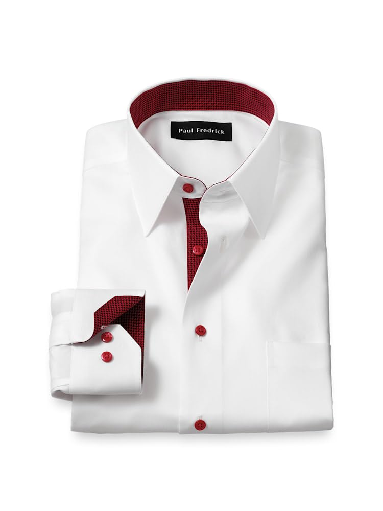 Paul Fredrick Mens Tailored Fit Comfort Stretch Non-Iron Solid Dress Shirt