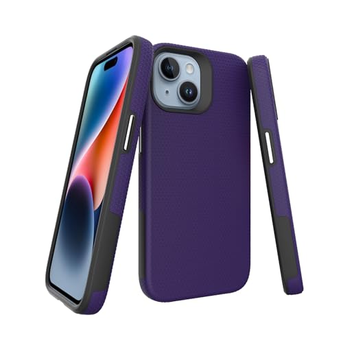 Image of NOXO Ultra-Hybrid Triangle Back Case Cover for iPhone 15 Plus, | Shockproof Design | Camera Protection | Soft TPU & Rugged PC | Bumper Case Cover for iPhone 15 Plus, (Deep Purple)