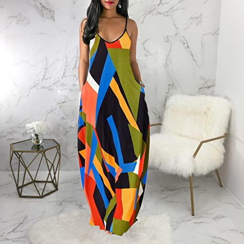 Women's Maxi Dresses Summer Colorful Casual Floral Sleeveless Plus Size Long Sundresses 2023 #TOP3
