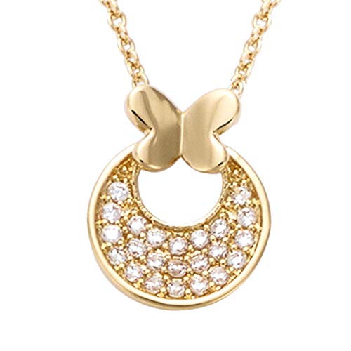 Agvana Yellow Gold Filled Butterfly Crescent Pendant Necklace Setting Cubic Zirconia CZ Fashion Jewelry Gifts for Mom Women Girls