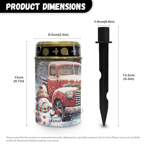 Image of Snowman Truck LED Solar Lights for Patriotic Landscape Waterproof Solar Power Light Flameless Candle for Cemetery Christmas Decorations 2 Pcs