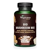 Complexe 7 Champignons BIO | Avec Extraits Biologiques : Lions mane, Maïtaké, Shiitake, Cordyceps, Reishi, Chaga, Agaricus | 1300 mg | Défense Immunitaire | Vegan & Sans Additifs | Vegavero®