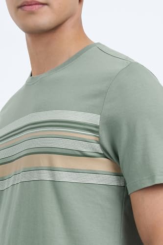 Image of 7 Alt by Pantaloons Men's 100% Cotton T-Shirt | Slim Fit | Round Neck | Half Sleeve
