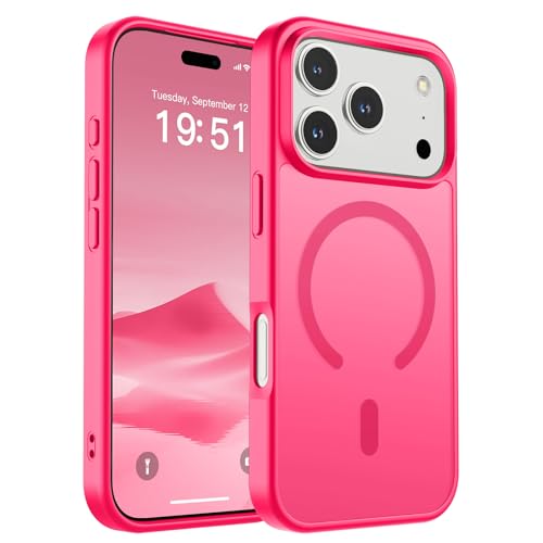 Image of SUPFINE Magnetic for iPhone 17 Pro Case (Compatible with MagSafe)(Military Grade Drop Protection) Translucent Matte Shockproof with Anti-Fingerprint Phone Cover 2025,Hot Pink