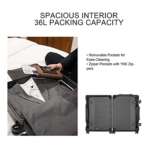 Level8 Gibraltar Carry On Luggage, 20" Aluminum Frame Hardside Suitcase Zipperless Luggage With Tsa Lock, 8 Spinner Wheels - Dark Grey #TOP7