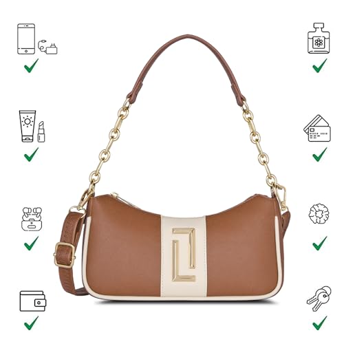 Image of Lavie Luxe Women's Monica Small Colourblock Hobo Handbag for Women | Hobo Handbag for Women For Work | Ladies purse | Stylish Shoulder Bag | Ladies Gift
