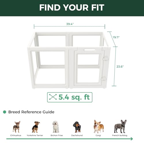Image of FXW AuraSpace Acrylic Indoor Dog Playpen for Puppies and Small Dogs, 24 Inch, 6 Panels, White