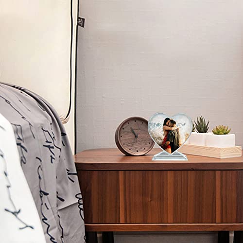 Custom Photo, Personalized Crystal Color Picture Print, Customized Gifts For Her, Wedding, Crystal Glass Frame (Heart Shaped 4 X 4 In) #TOP3