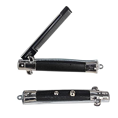 Peine plegable de bolsillo inoxidable para barba de 9 pulg miniatura 5