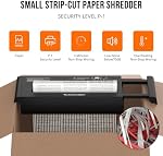 Suntiko 6-Sheet Strip Cut Portable Home Paper Shredder no Basket | Extendable Arm Fits Waste Baskets, 3-Min Continuous Shred, 4-Mode Anti-Jam, Overheat Protection Compact Shredder