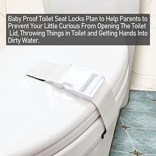 Toilet Locks Baby Proof Child Toddlers, [2 Packs] Sturdy Safety Toilet Lid Seat Proofer Lock For Kids Pets Dog, Easy Installation And Fit Most Toilets Bathroom (White) #TOP1