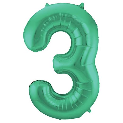 Folat 65913 Globo de Aluminio Número Figura 3 metalizado verde mate 86 cm - decoración globos de helio para cumpleaños, aniversario