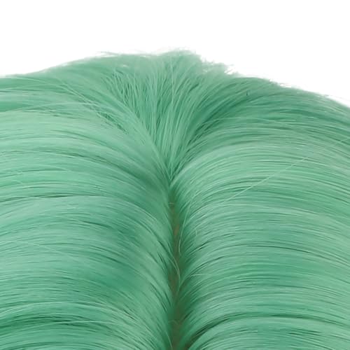 Image of PATTNIUM Girls Mint Green Ombre White Short Curly Wavy Wigs Side Part Shoulder Length Heat Resistant Synthetic Wig Halloween Cosplay Costume Party Wigs