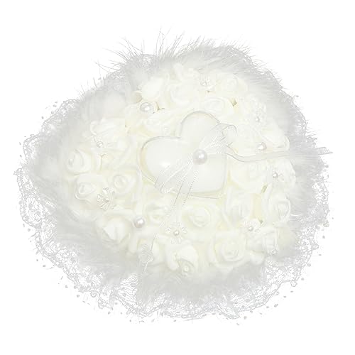 HOLIDYOYO Heart Lace Wedding Ring Pillow Elegant Lace Ring Holder for Bridal Ceremony Material for Romantic Wedding Decor