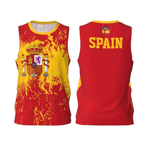 Camiseta de baloncesto con diseño de bandera de España (2), Negro, XXL