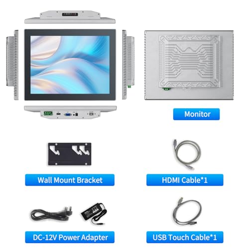 Image of 15 inch Touchscreen Monitor,Ratio 4:3 IPS PCAP Industrial Touch Screen Monitor with HD-MI VGA USB Port,Build-in Speakers & VESA,Touch Screen for PC,POS,Laptop,Home,RPI