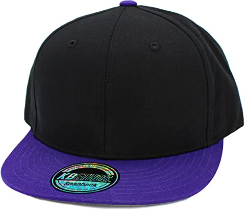 Image of KBETHOS Classic Snapback Hat Blank Cap Underbrim Cotton Wool Blend Flat Visor Adjustable Unisex