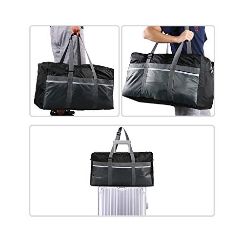 Domaker 75L Duffle Bag,Extra Large Duffle Bag,Water Repellency Travel Foldable Duffle Bag for Men Women Adults,Black
