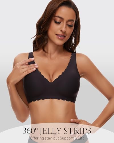 Image of Deep V Petal Bras for Women No Underwire Soft Wireless Bras Comfort Seamless Bralettes with Extender