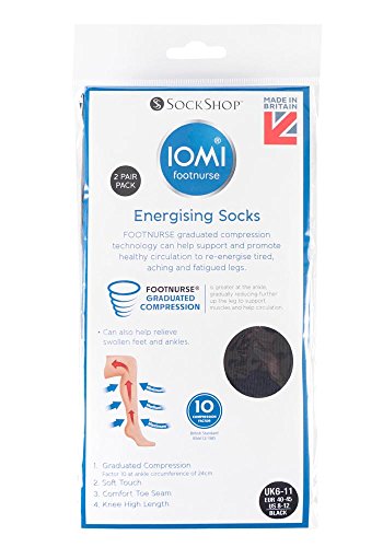 Sock Shop IOMI voet verpleegster - 2 paar heren gegradueerde compressie boven de knie Energising sokken 39-45 - Afbeelding 3