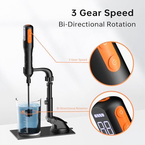Image of Rechargeable Resin Mixer with Stand | 3 Speeds Control | Timed Stop Function | 4 Electric Stirrer Paddles for Epoxy Resin, Silicone, Paint Mixing, Soap Making, Resin Tools, DIY Crafts (Black)
